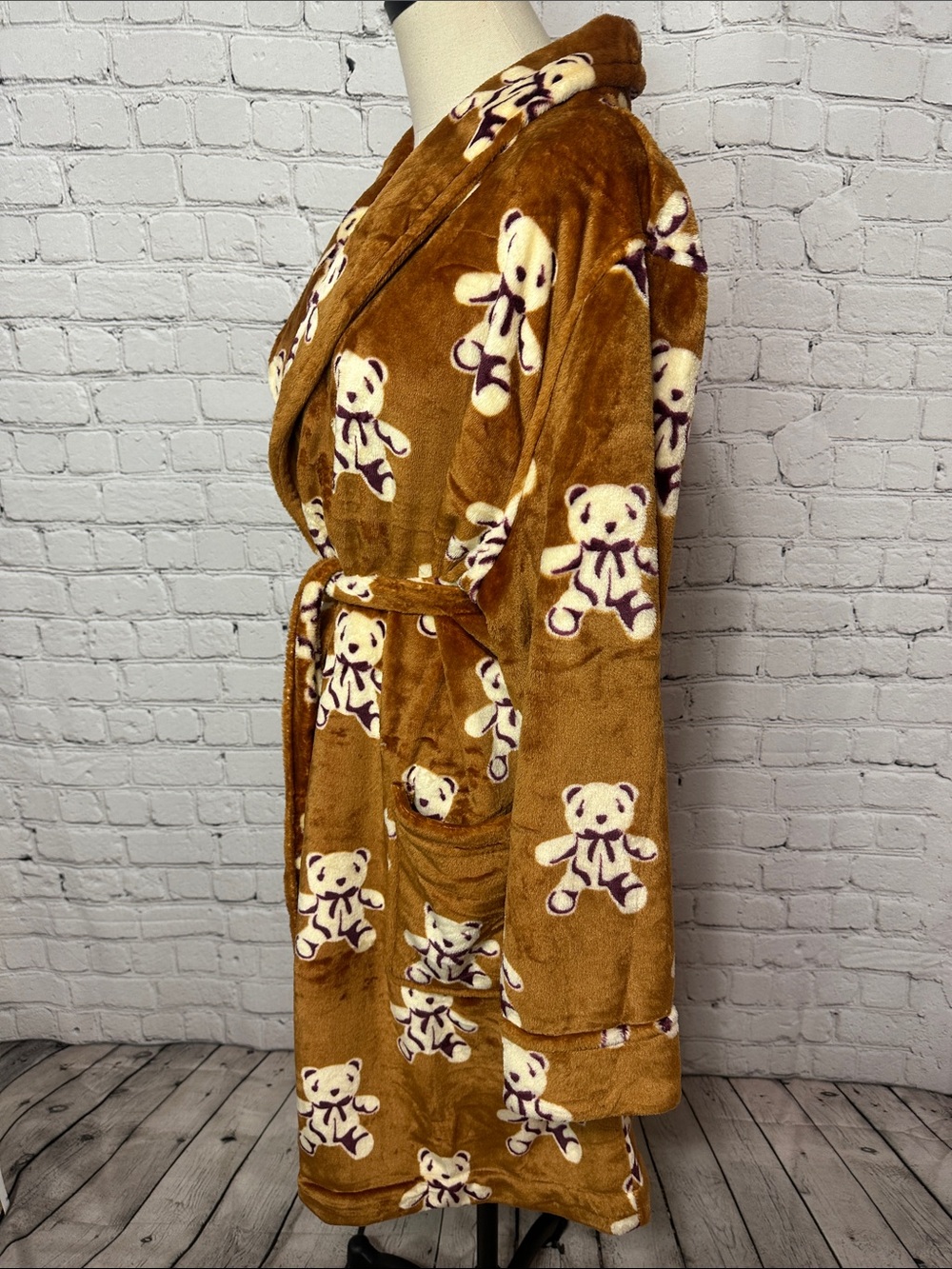 Vera Bradley Bears on Roasted Pecan Plush Fleece Robe Teddy Bear L/XL - Picture 5 of 8